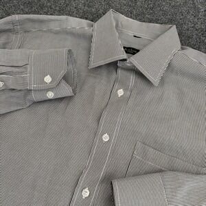 Paul Smith Button-Up Shirt Mens Gray Striped Long Sleeve 100% Cotton Sz XL READ